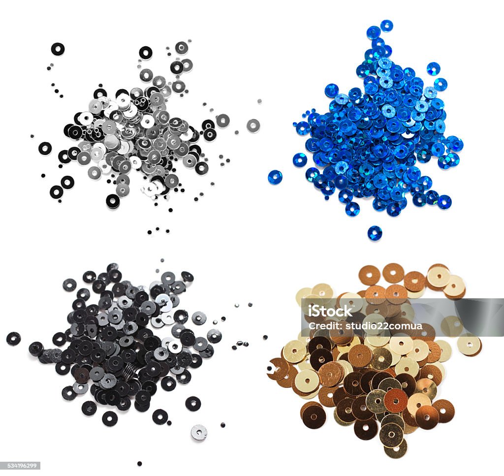 Sequins Set of different colors Sequins on a white background Sequin Stock Photo