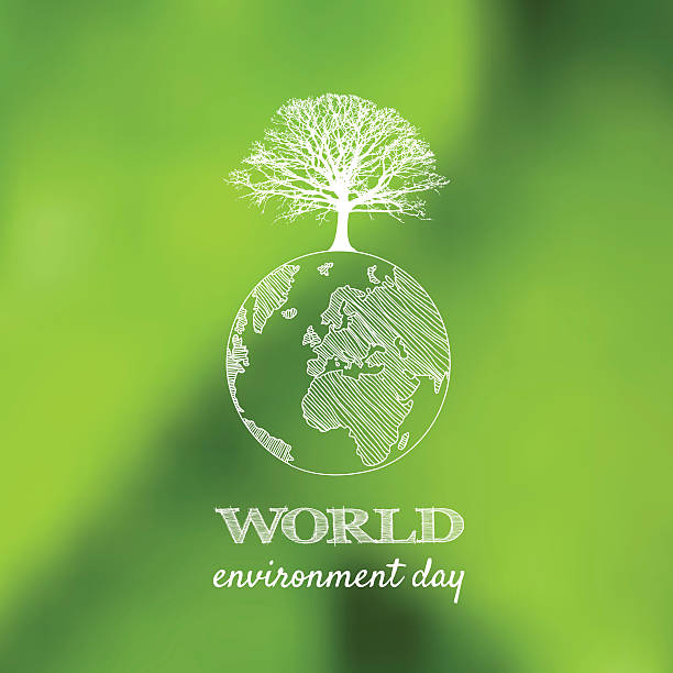 World environment day vector card, poster on blur green backgrou World environment day vector card, poster on blur green background. Vector illustration. world environment day stock illustrations
