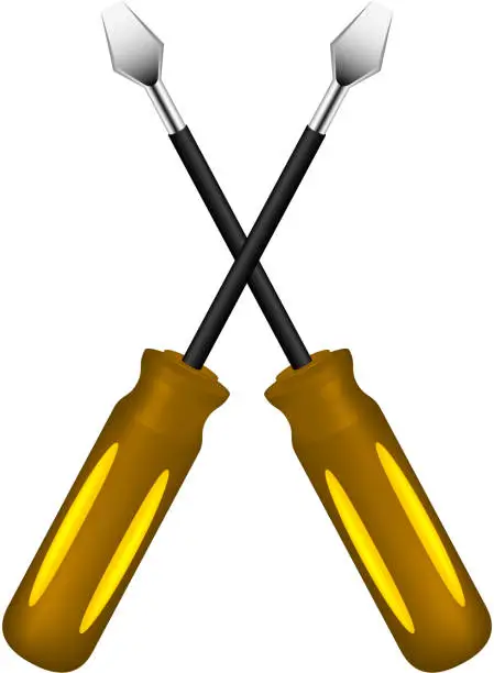 Vector illustration of Two crossed screwdrivers