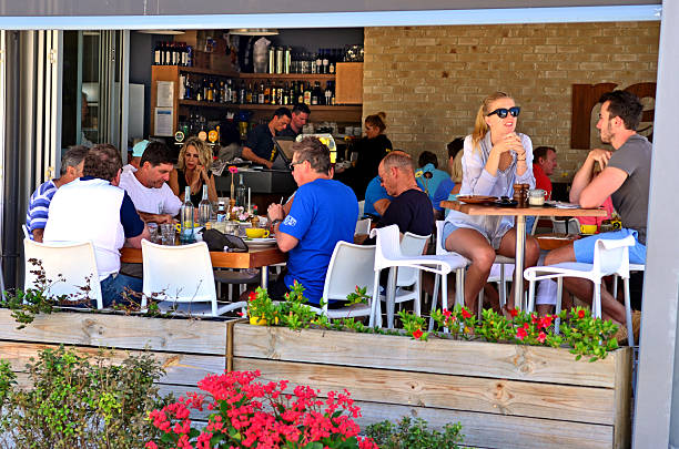 Gold Coast, Australia - October 19, 2014: Visitors drink and dine in Sanctuary Cove. It's Australias leading resort-style masterplanned community. Located in the Gold Coast Queensland Australia.