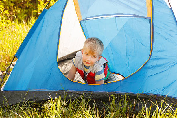 istock Cute small boy in a tent. 534197554
