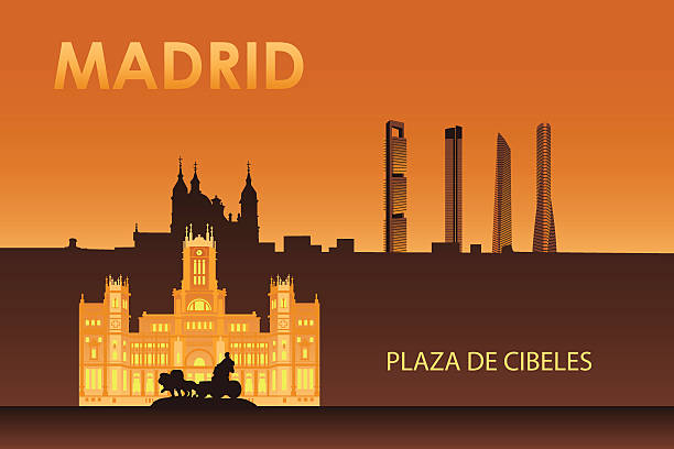 illustrazioni stock, clip art, cartoni animati e icone di tendenza di palazzo di cibele di notte, madrid - madrid spain plaza de la cibeles night