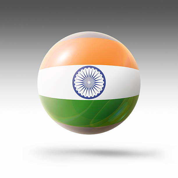 India on the World Map with the country's national flag flying.