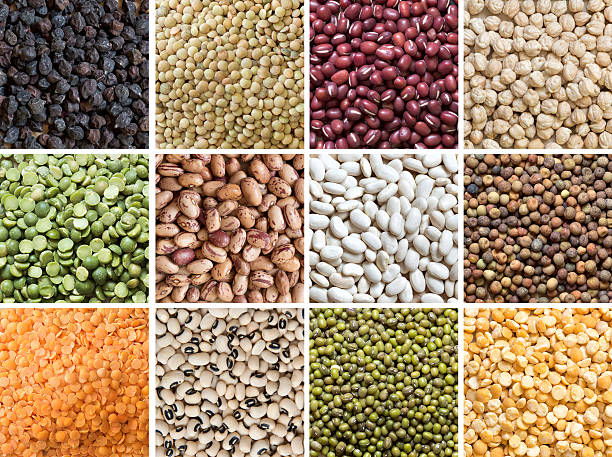 Collage of legumes Collage of 12 different legumes - lentils, beans and peas organic red cowpea beans stock pictures, royalty-free photos & images