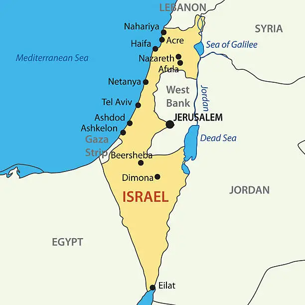 Vector illustration of State of Israel - vector map