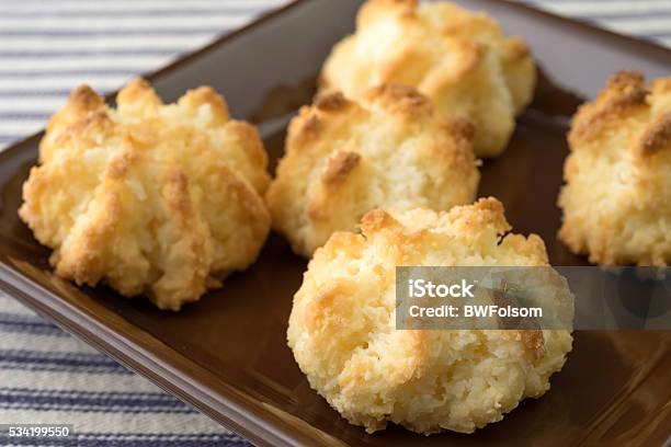 Close View Of Sugar Free Coconut Macaroons In A Dish Stock Photo - Download Image Now
