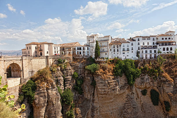 новый мост на объясняется в rhonda - ronda spain rhonda bridge стоковые фото и изображения