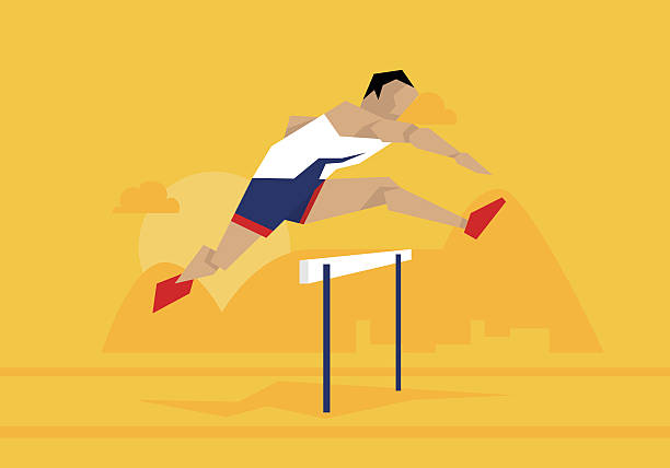 Illustration Of Male Athlete Competing In Hurdles Race Stock Illustration -  Download Image Now - iStock