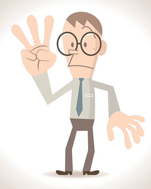 ilustrações, clipart, desenhos animados e ícones de homem de negócios com três dedo, contando número de 3 ou 6 - hand sign human hand sign language three fingers