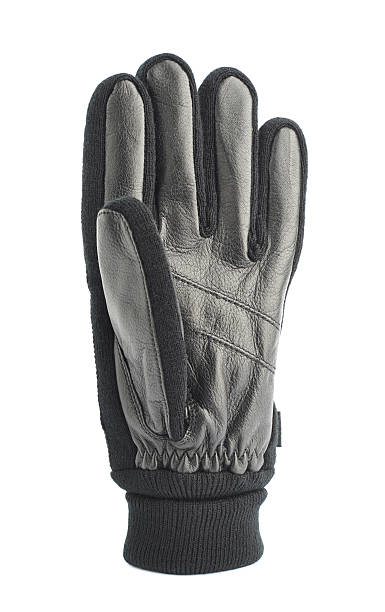 istock Black leather winter glove isolated 534202588