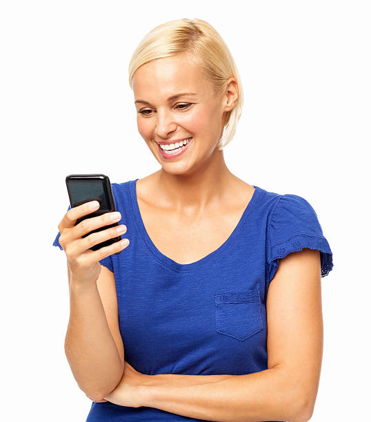 istock Smiling Woman Reading Text Message On Smart Phone 534202796