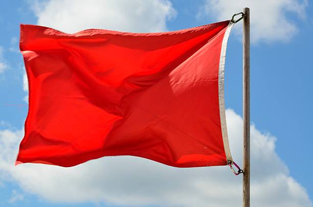 istock Red Warning Sign on the Beach 534204234