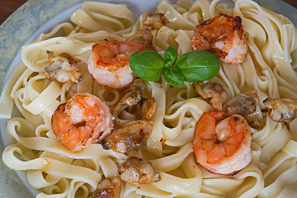 istock Spaghetti Carbonara with shrimp and mussels 534204694