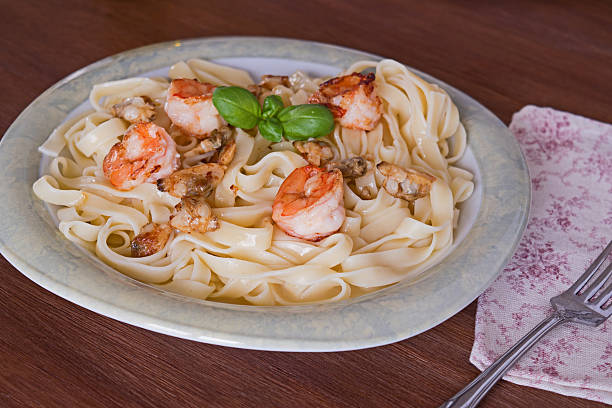 istock Spaghetti Carbonara with shrimp and mussels 534204730