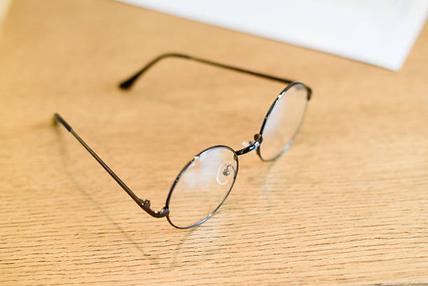 istock Black circle plastic glasses on minimal wood dressing table 534205030