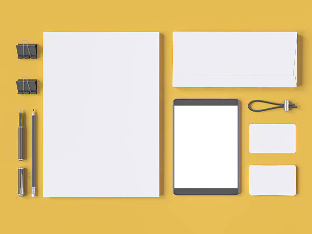istock Grey branding mockup. Template set on yellow background 534205172