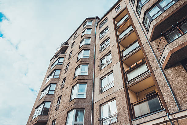 istock Low angle view of apartment with bay windows 534206928