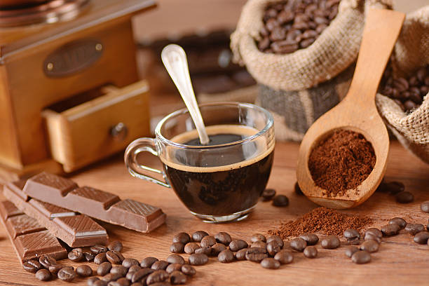 istock Hot coffee in glass cup 534207442