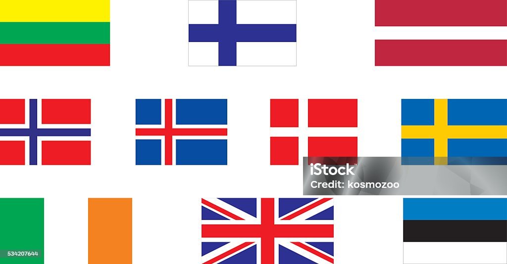 flags of North Europe flags of North Europe in accordance with the laws of those countries All European Flags stock vector