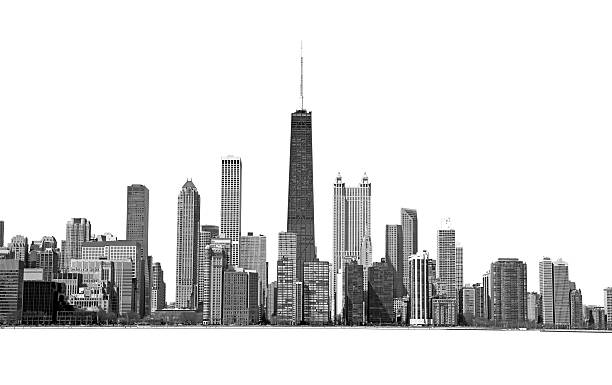 chicago isolada - chicago black and white contemporary tower - fotografias e filmes do acervo