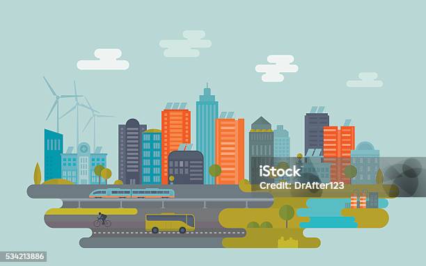 Green City Stock Illustration - Download Image Now - City, Illustration, Transportation