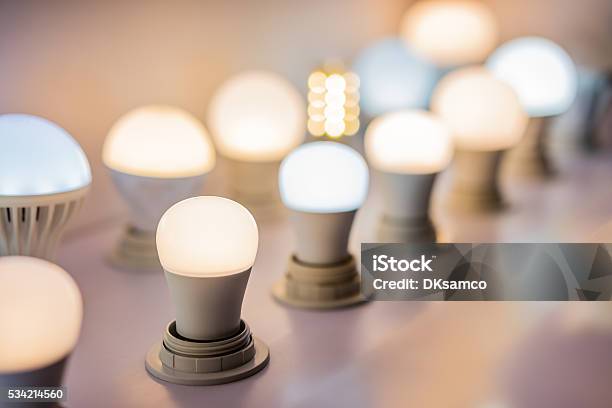Some Led Lamps Blue Light Science Technology Background Stock Photo - Download Image Now