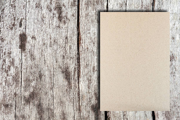 istock Trifold gray template paper on wood texture 534214740