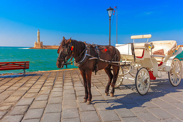istock Horse carriage, old harbour, Chania, Crete, Greece 534216340
