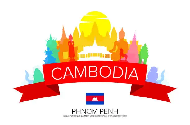 Vector illustration of Cambodia Phnom Penh Travel