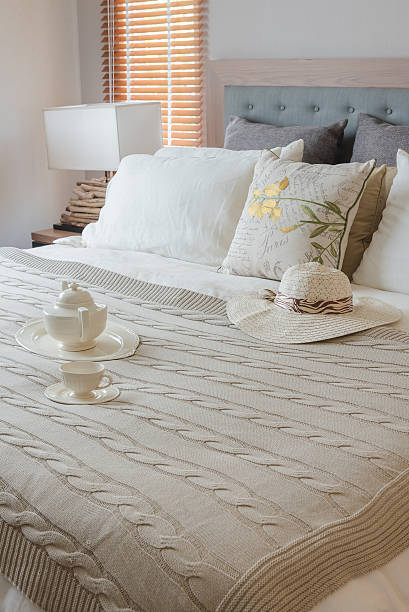 istock classic bedroom style with cup of coffee on tray 534217352