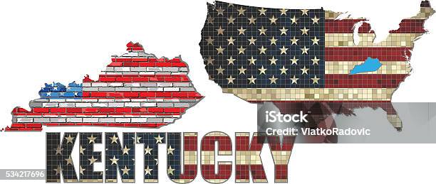 Usa State Of Kentucky On A Brick Wall Stock Illustration - Download Image Now - Architecture, Art, Art And Craft