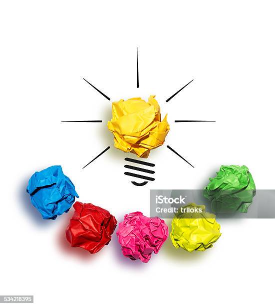 Crumpled Paper Light Bulb Stock Photo - Download Image Now - 2015, Achievement, Art