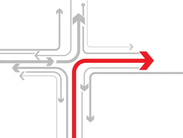 Vector illustration of Correct direction
