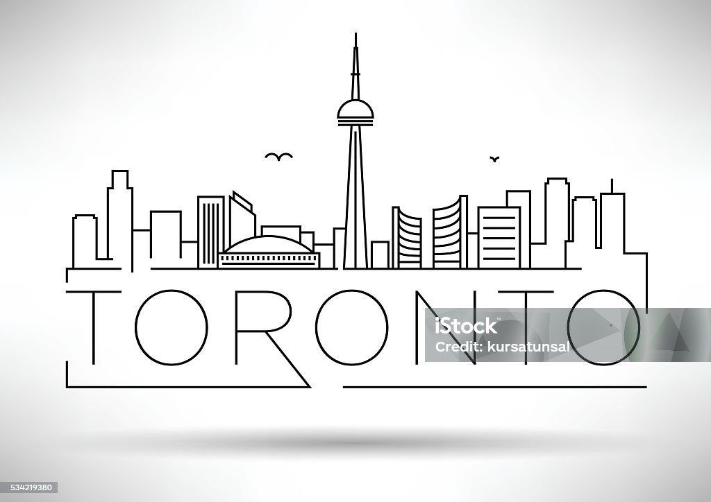 Minimal Toronto City Linear Skyline with Typographic Design Toronto stock vector