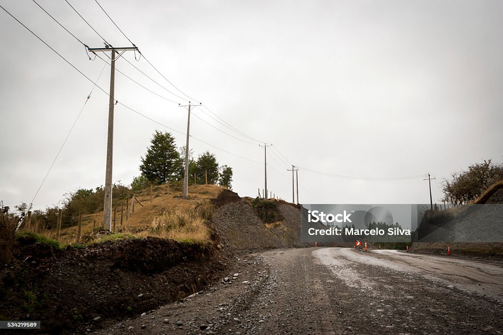 Rural Poles Poles in a road under construction 2015 Stock Photo