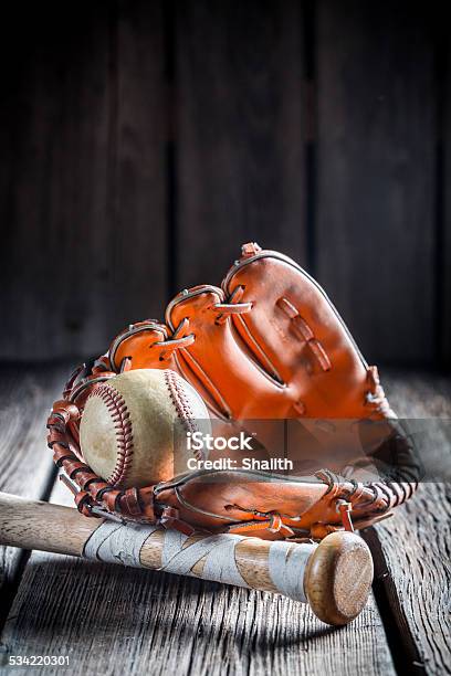 Vintage Set To Play Baseball Stock Photo - Download Image Now - 2015, American Culture, Antique