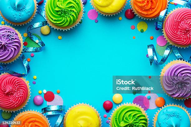 Party Background Stock Photo - Download Image Now - Birthday, Backgrounds, Cupcake