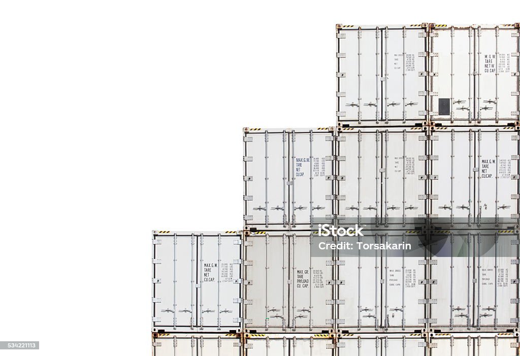 Stack of container shipping isolated on a white background 2015 Stock Photo