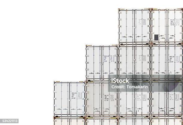 Stack Of Container Shipping Isolated On A White Background Stock Photo - Download Image Now