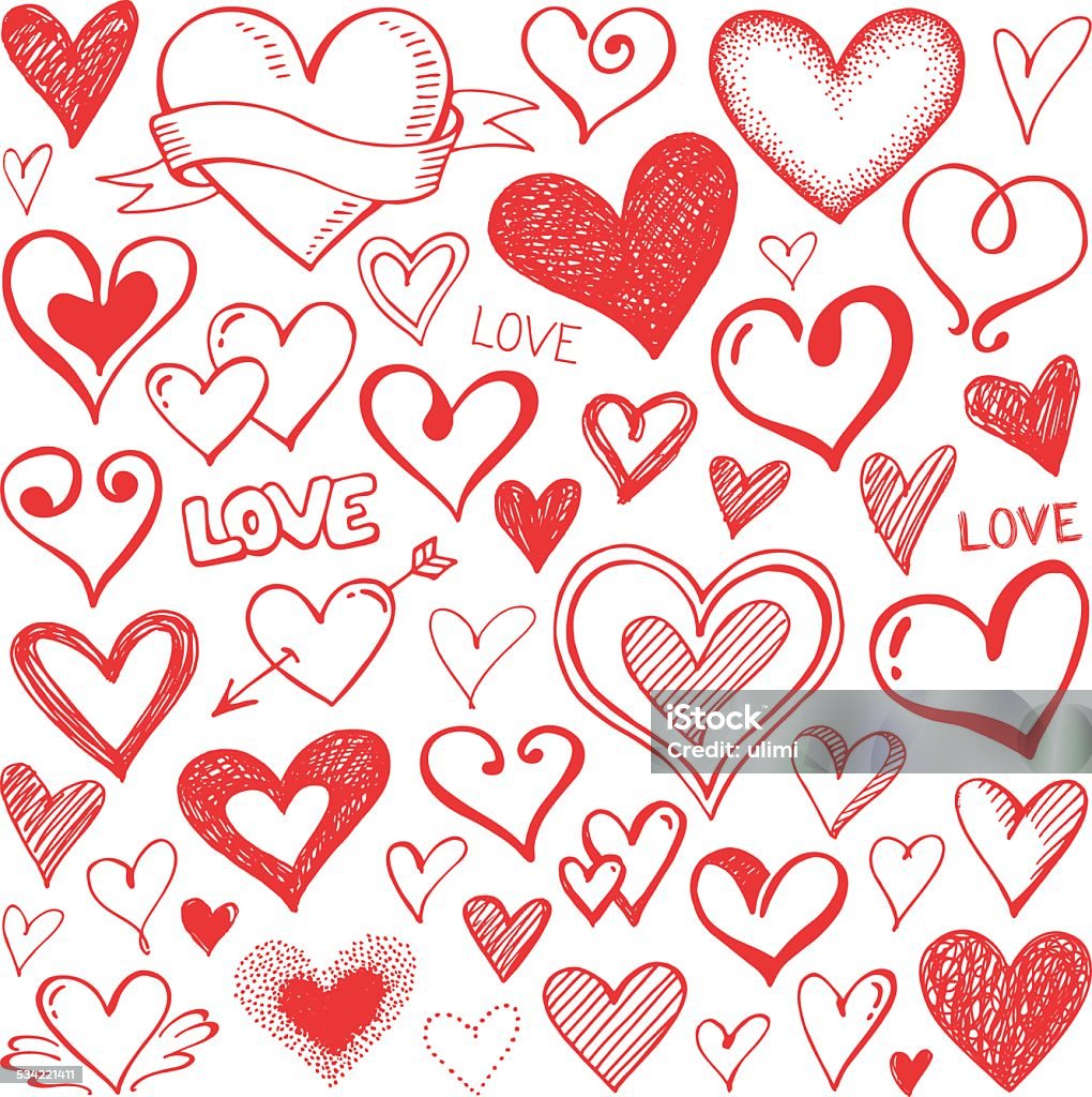 Hearts Hearts, set of different variations Drawing - Activity stock vector