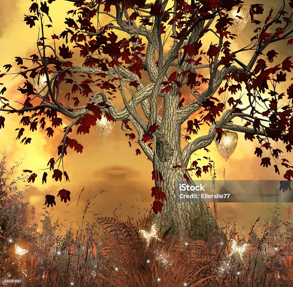 Fabulous sunset Enchanted nature series - Fabulous sunset Mystery stock illustration