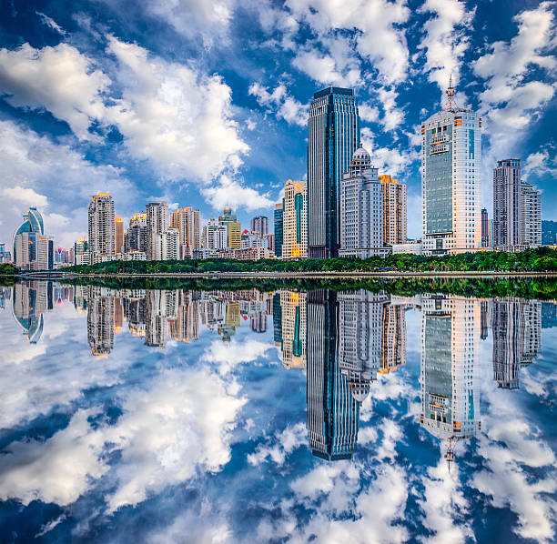 skyline della città di xiamen, cina - fujian province foto e immagini stock