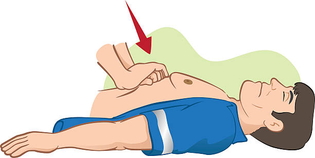 ilustraciones, imágenes clip art, dibujos animados e iconos de stock de first aid reanimación (cpr), abdominal, compresión de masajes - ahogar