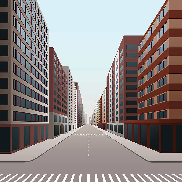 通り、街、オフィスビル - from distance点の��イラスト素材／クリップアート素材／マンガ素材／アイコン素材
