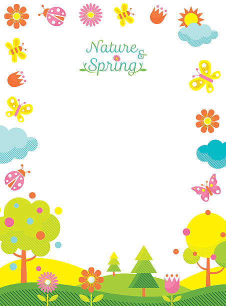 ilustrações de stock, clip art, desenhos animados e ícones de primavera temporada ícones de imagens - flower ladybug frame single flower