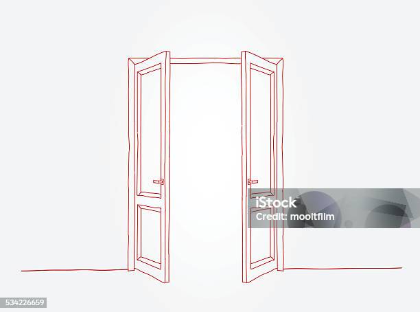 Red Doors Contour Stock Illustration - Download Image Now - Door, Opening, Open