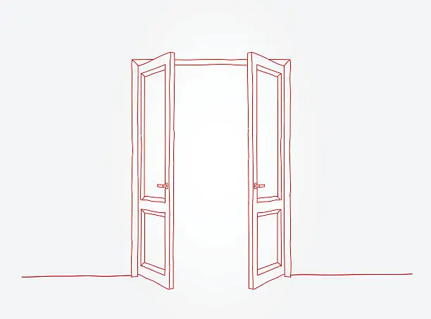 Vector illustration of Red doors contour