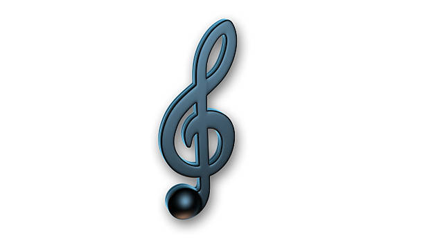 simbolo musicale chiave di violino - treble clef three dimensional shape black sign foto e immagini stock