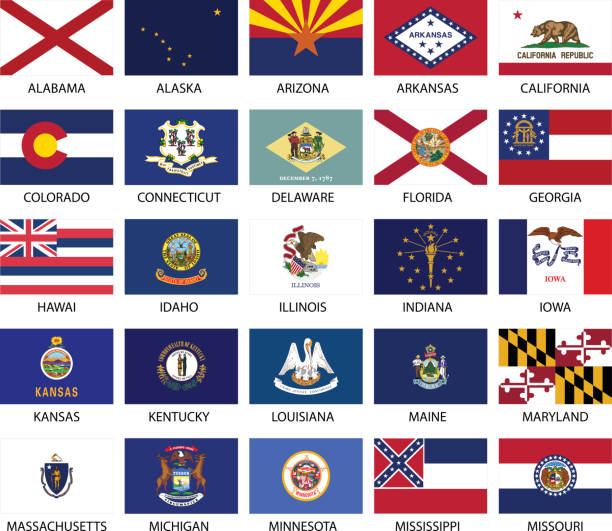 ilustraciones, imágenes clip art, dibujos animados e iconos de stock de banderas de estado - michigan maryland