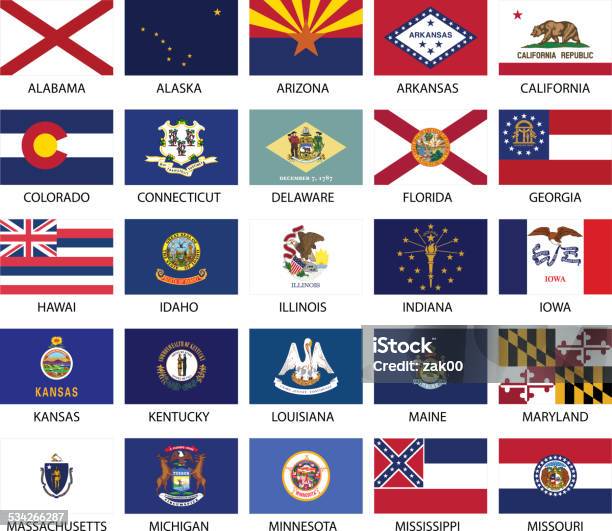 State Flags Stock Illustration - Download Image Now - US State Flag, Flag, USA